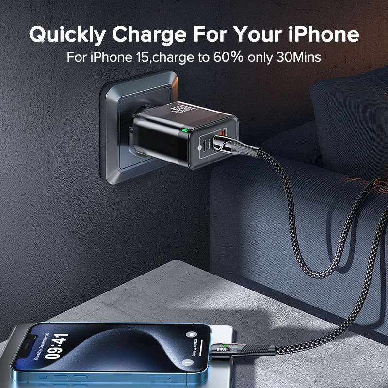 Фото Устройство зарядное QOOVI, 65 Вт, USB Type C №5