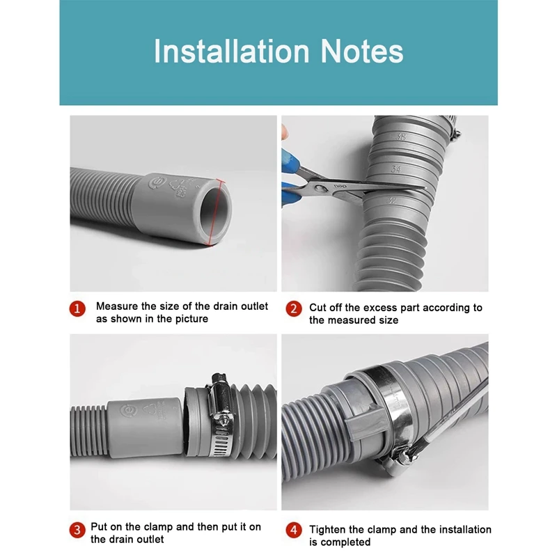 Drain Pipe Washing Machine Dishwasher Drain Waste Hose Extension Pipe With Hose Clamps Set Wash Machine Accesories 150cm