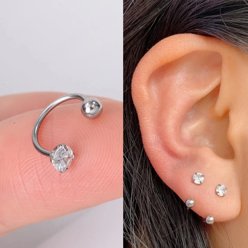 1 pezzo Orecchini a doppio strato in argento sterling 925, orecchini di