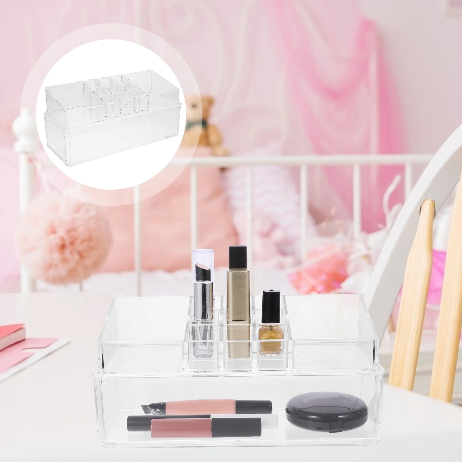 

Makeup Storage Box Lipstick Organizer Clear Gloss Organizers Holder Stand Lipgloss Flower Head For Vanity