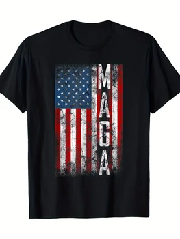 Distressed Maga American Flag Cotton T-Shirt