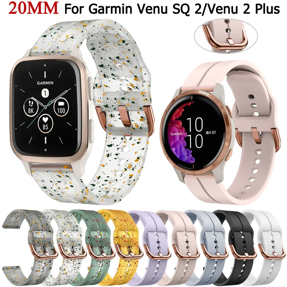 

20mm Smart Watch Strap Bracelet For Garmin Venu 2 Plus SQ 2 Vivoactive 3 Forerunner 245 645 55 158 Move Silicone Bands Wristband