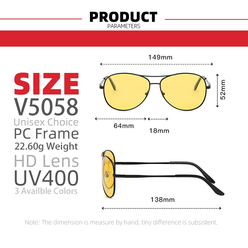  - VIVIBEE Pilot Night Vision Glasses for Driving Nocturna Yellow Polarized UV400 Lens Aviation Goggles Men Nightvision Sunglasses