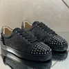 Luxury Brand Leisure Style Red Sole Low Top Rivets Shoes For Men's Casual Flat Loafers Women's Round Toe Lace Up Zipper Sneakers 2