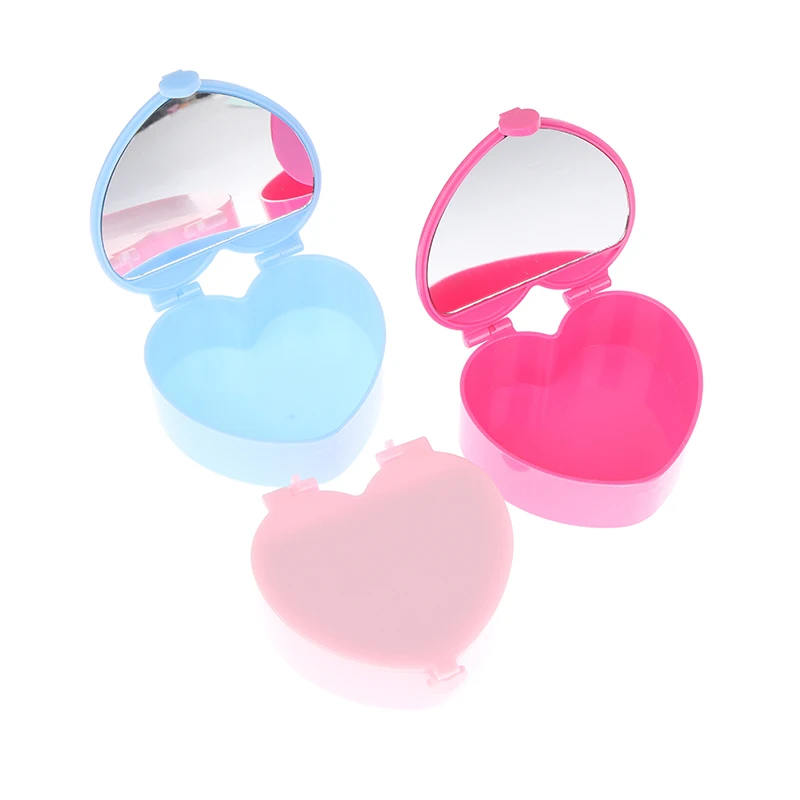 

Heart-shaped Jewelry Box Pink Girl Heart Jewelry Storage Box Desktop Student Dormitory Love Double Mirror Make Up Organizer Box