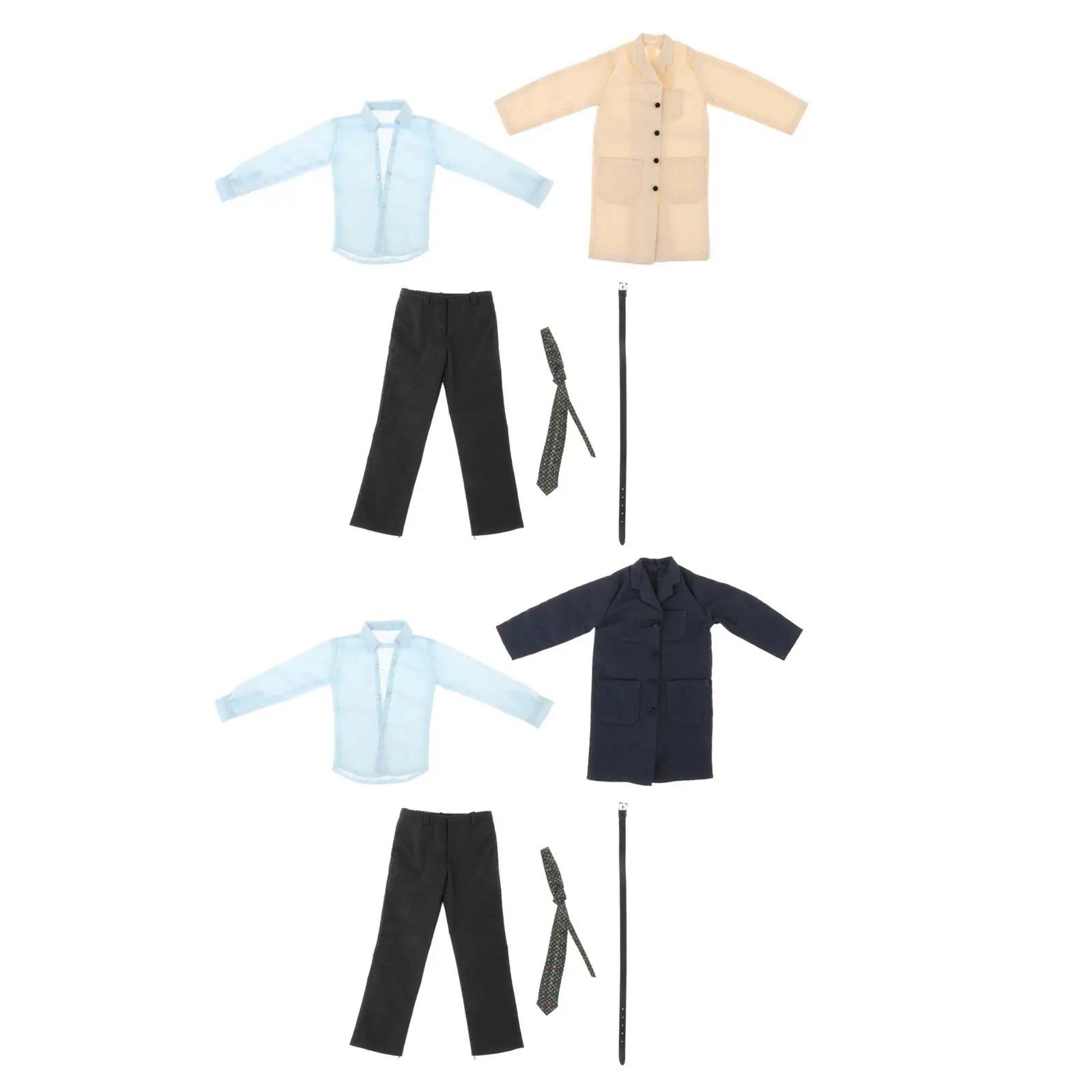 

1/6 Male Figure Clothes Windbreaker Pants Shirt Fashion Dolls Dress up Belt with Tie Costume for 12inch Male Figures Accessories