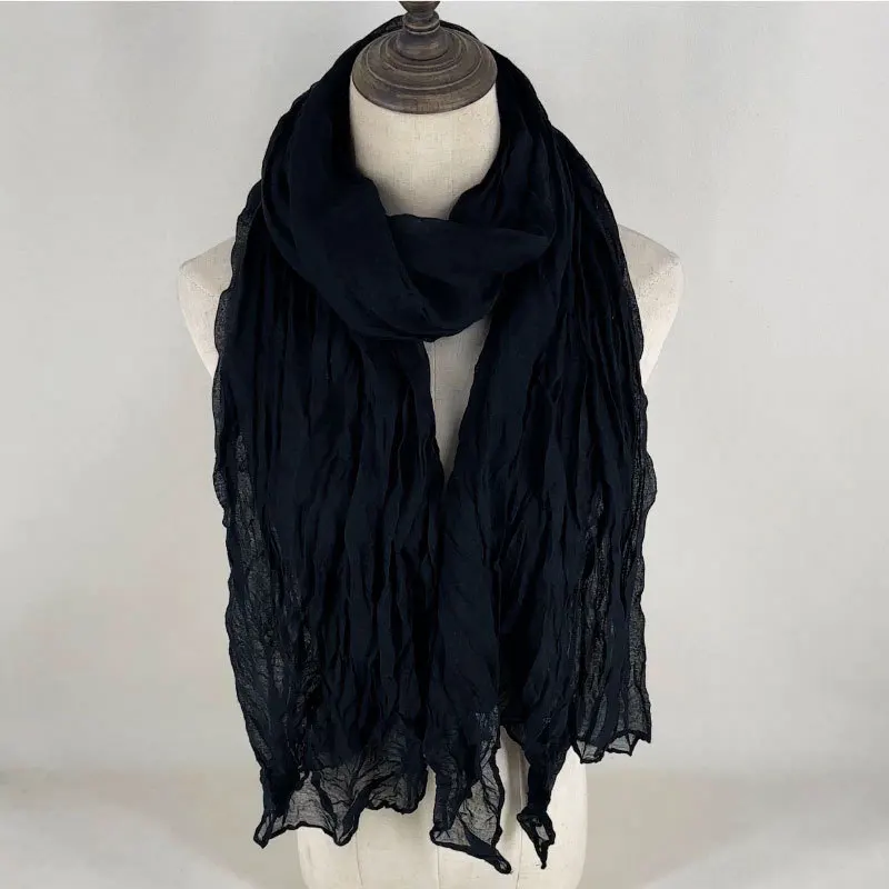 Long Scarves For Women Soft Cotton & Linen Scarf Breathable And Comfortable Shawl For Autumn & Winter 180*70cm Solid Color Wraps - 2