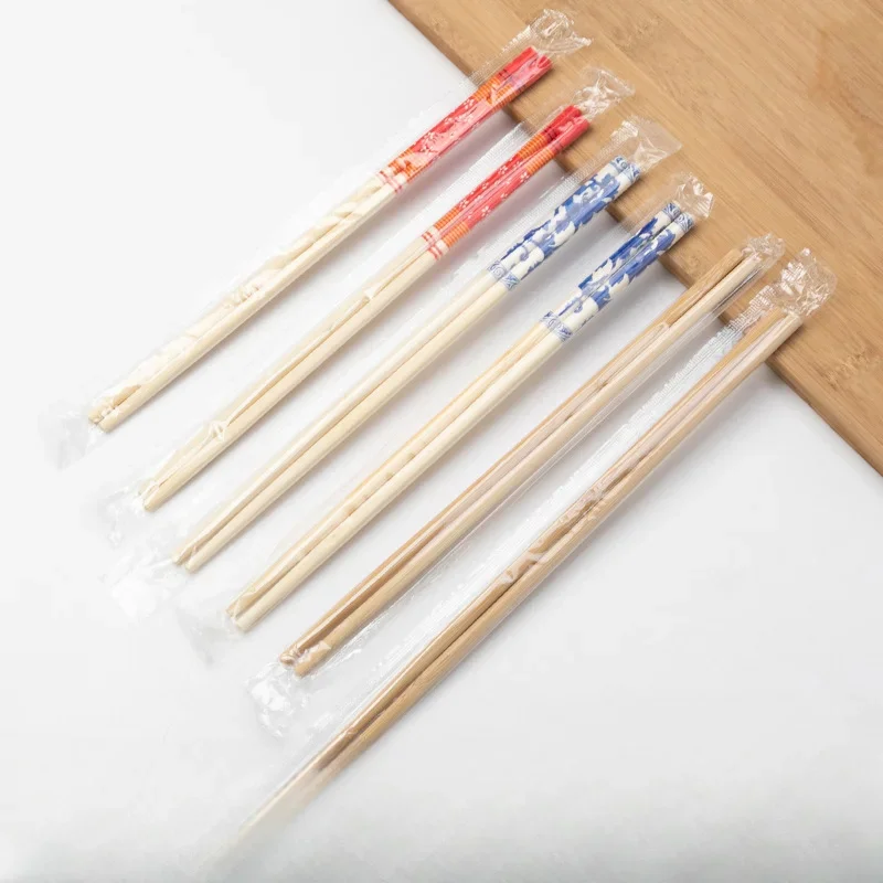 Disposable Convenient Tableware Sanitary Carbonized Chopsticks Blue and White Bamboo Chopsticks