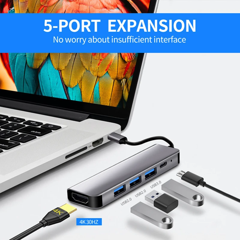 USB 3.0 Type C to HDMI-compatible PD Charge Docking Station USB C Hub 3.0 Adapter for Macbook Air iPad Laptop PC Type-C Splitter 3