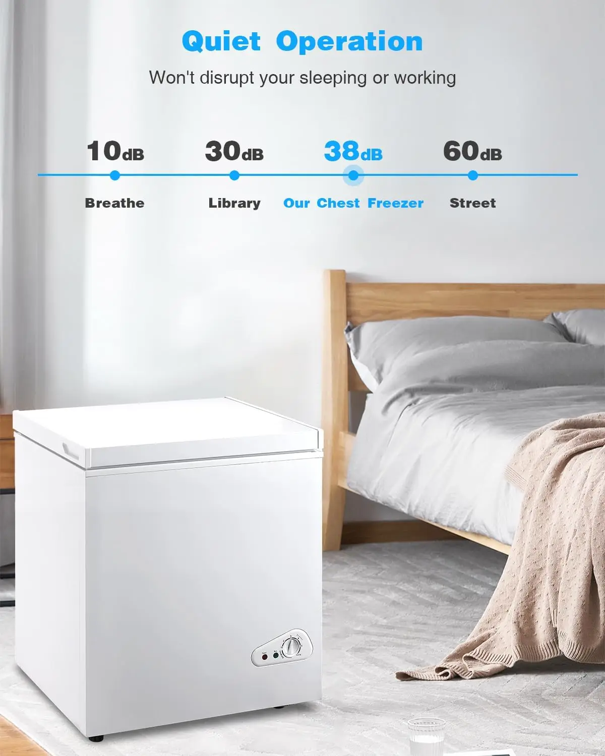 .Ft Deep Compact Freezer, Chest Freezer with a Removable Basket 7 Gears Adjustable Temperature Control(-18°F to -46°F) for Garag 3