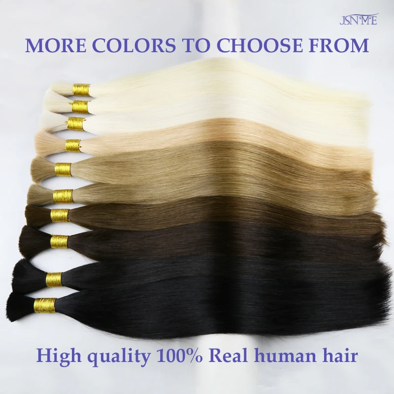 JSNME Bulk Hair Extensions Straight 100% Real Remy Human Hair Blonde Black Brown 613 Color High Quality For Salon 5
