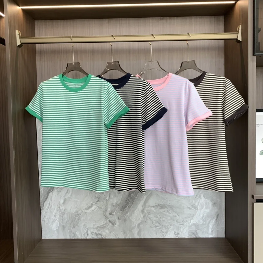 

Женская футболка в полоску, Повседневная футболка в стиле пони RL, лето 2024