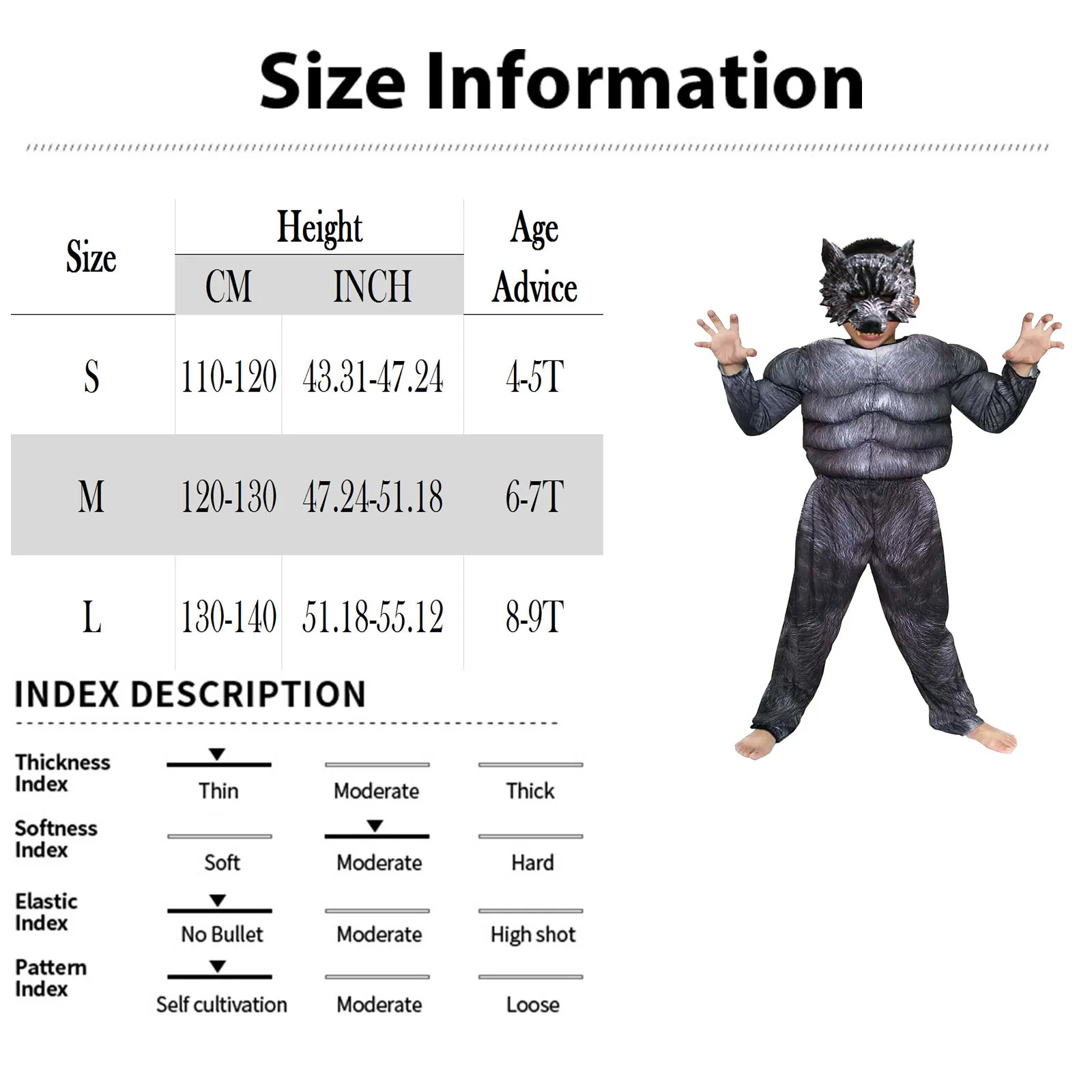 オオカミ、ウルフコスプレ衣装 XSサイズ 6点セット 子供のための