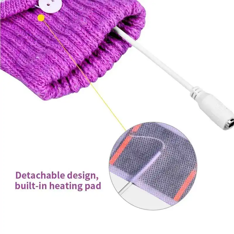 1 Pair 5V USB Winter Warm Heating Gloves Men Women Heated Half Finger Mittens Keep Warm 6