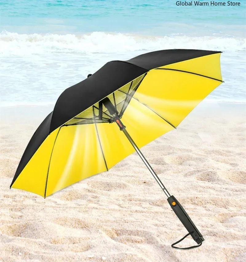 Creative Summer Umbrella with Fan Cool as Spring Long Handle