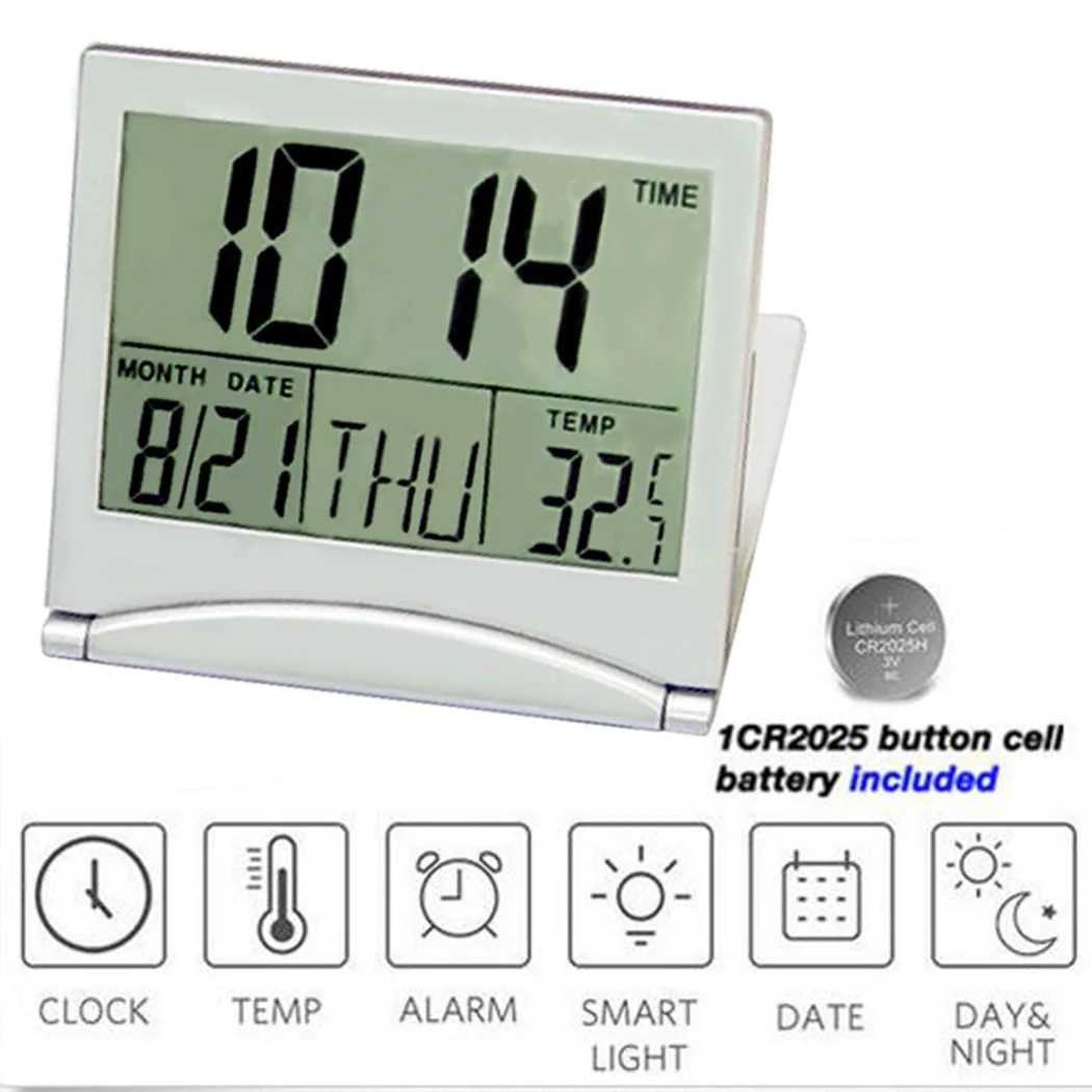 Tool Digital Clock W/ Calendar Accessories Alarm Professional Replacement Silver Temperature Clock Digital LCD