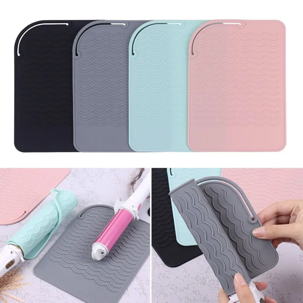

Silicone Heat Resistant Pad Insulation Mat For Hair Straightener Heat Curling Stick Curler Flat Irons Styling Tools Storage Bag