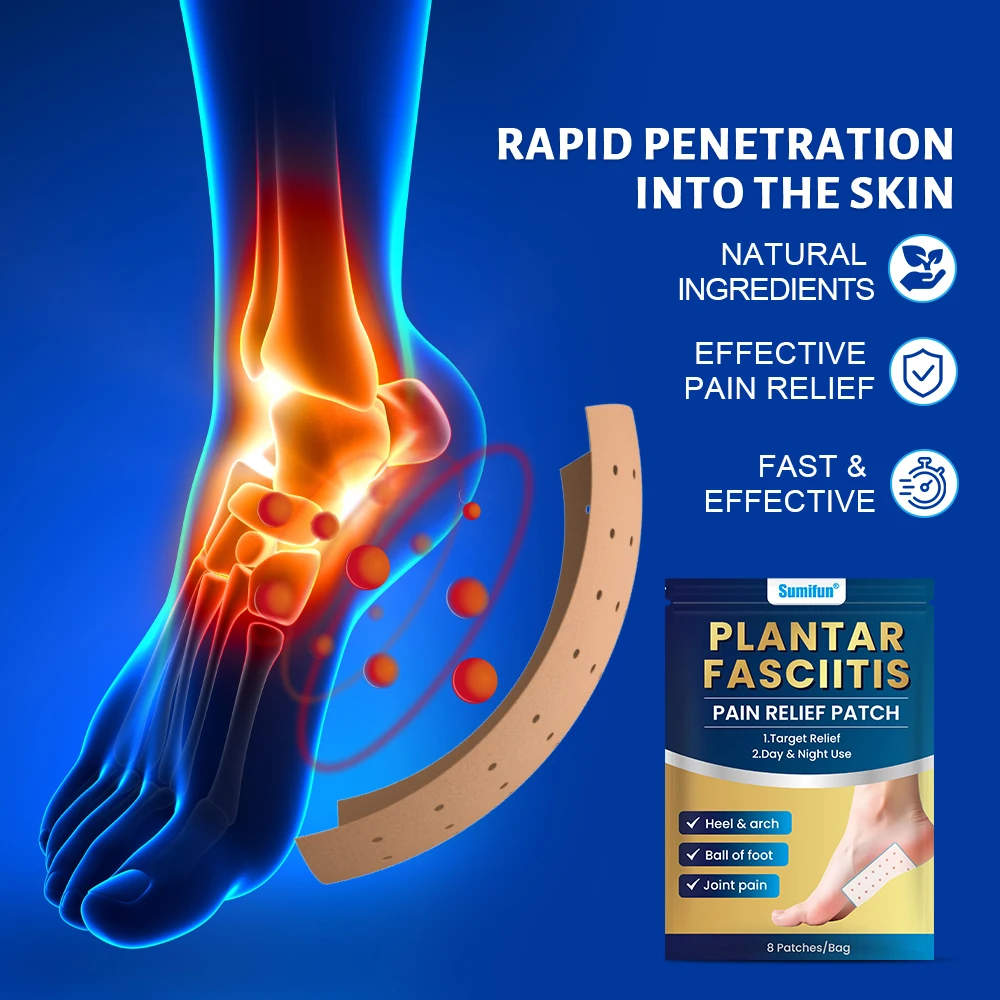 8/24Pcs Sumifun Heel Pain Relief Cream Foot Fasciitis Achilles Tendonitis Ointment Plantar Bone Spur Ache Medical Care Plaster