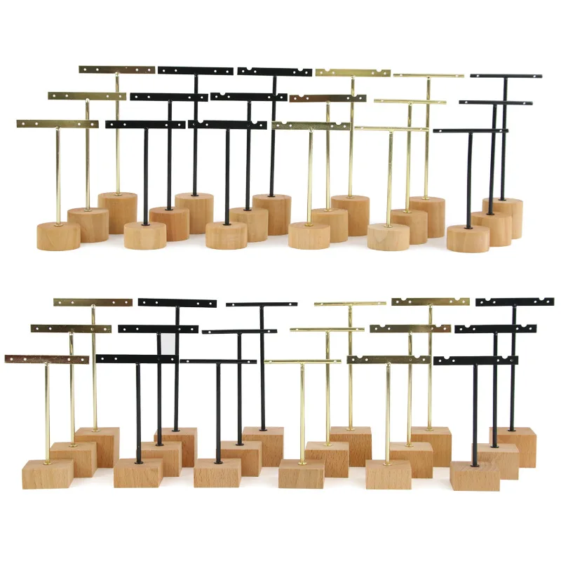 3pcs/lot Jewelry Display for earrings T-Bar Wooden Base Earrings Rack Holder Earrings Organizer Showcase Ear Studs Stand wooden 3pcs lot beige velvet necklaces display stand rack pendants jewelley display holder jewelry box organizer props wholesale