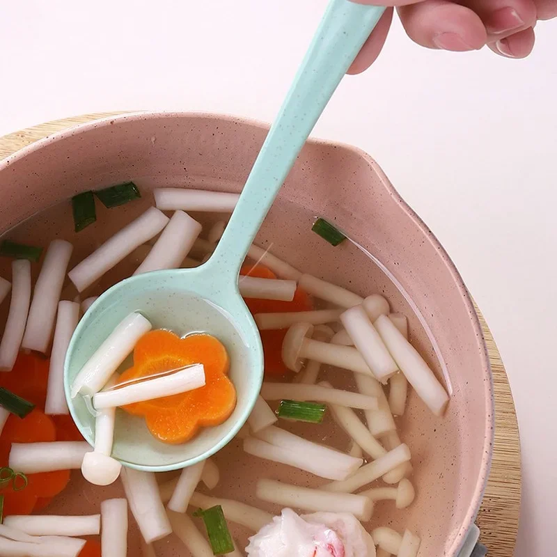 1pcs Household Utensils Spoon Wheat Stalk Spoon Tablespoons Plastic Large Soup Long Porridge Rice Dinner Scoop Kitchen Supplies serving spoon,dining spoon