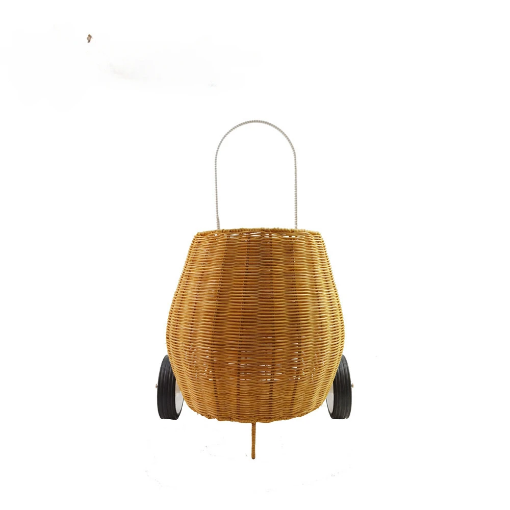 Rattan Shopping Trolley, Wicker Shopping Trolley With Handle, Wheel  Shopping Basket, Cart on Wheels Woven Basket, Adult/baby Woven Trolley 