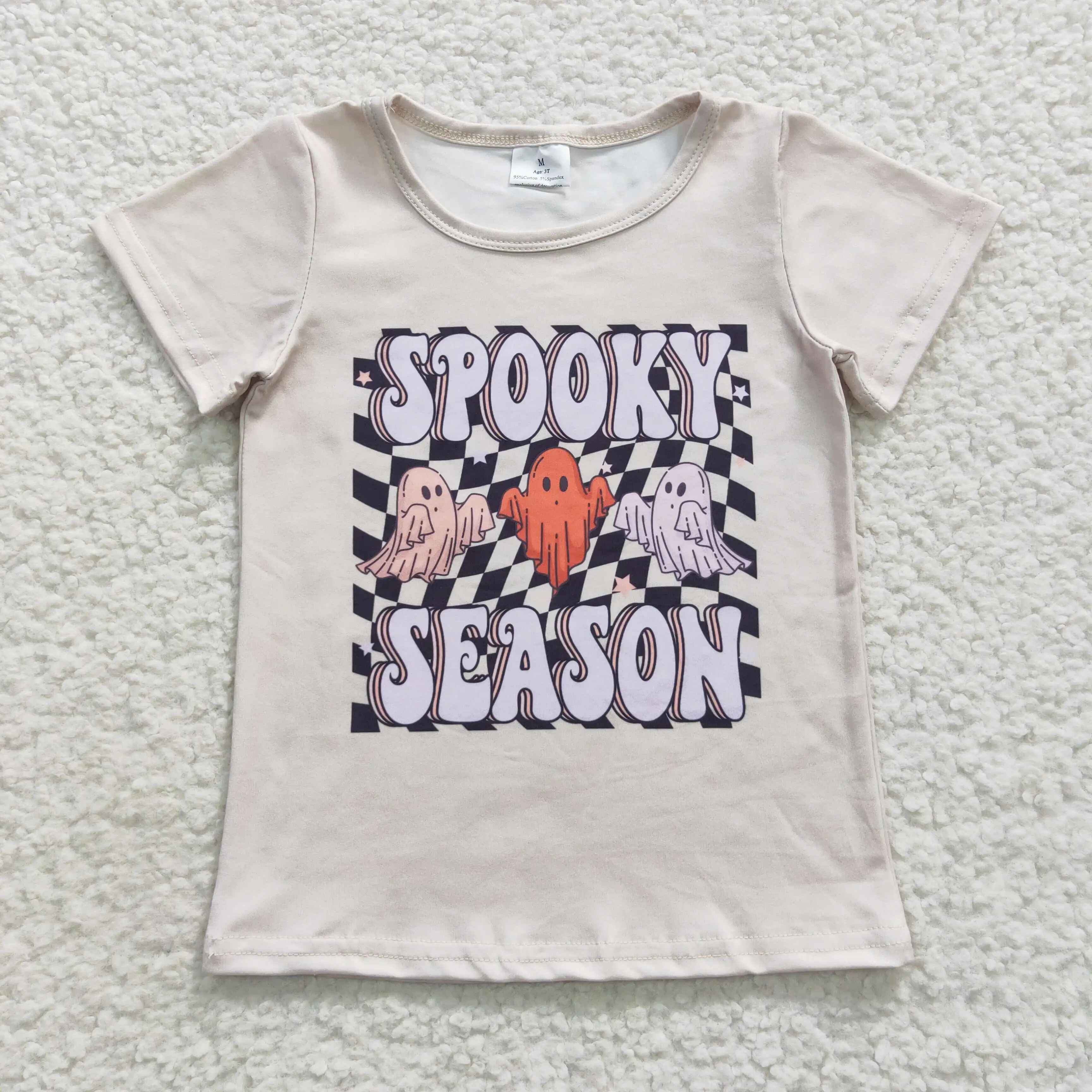 

New Update RTS Kids Halloween Checkered Tops Baby Boutique Clothes Spooky Season Girls T Shirts