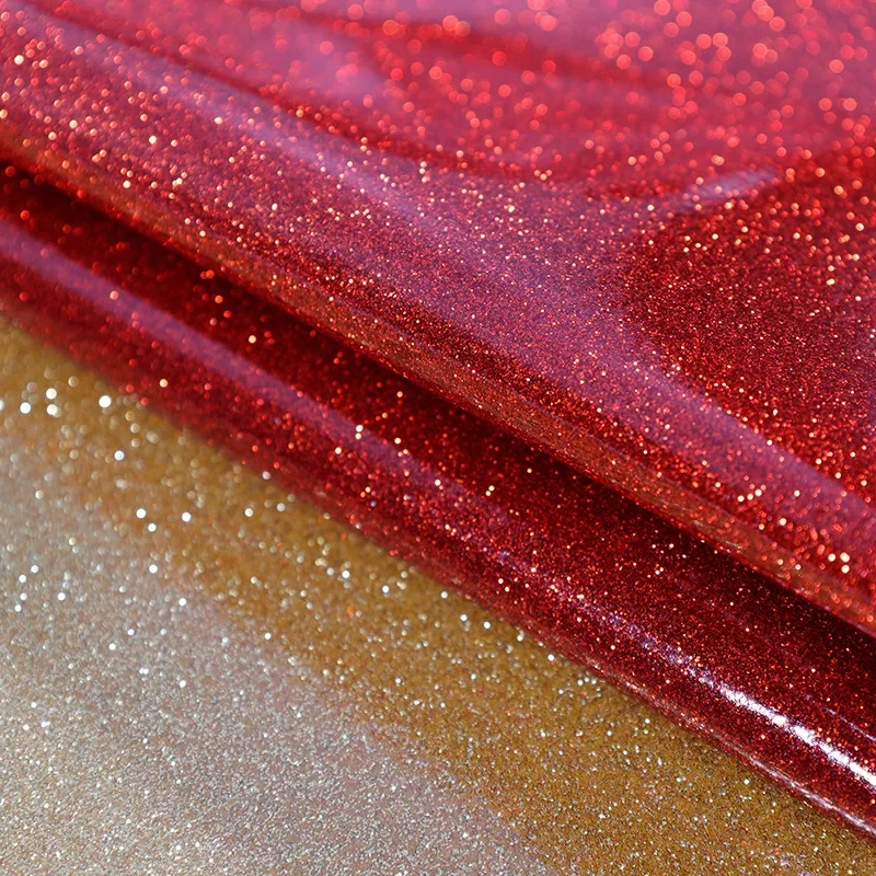 Gold Sequin Powder Crystal Super Strong Leather Shiny Fabric No Powder Drop Artificial Leather Handbag Material for Men Women Ch