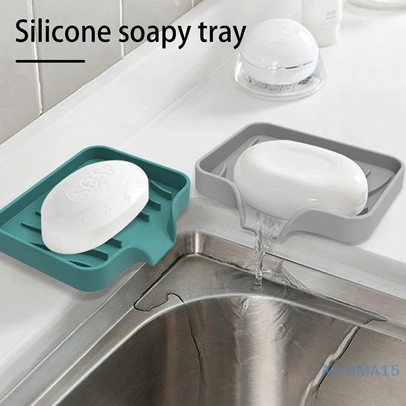 Kitchen Sink Sponge Holder Silicone Soap Dish Soap Holder Self Draining Anti-slip Storage Rack Bathroom Supplies