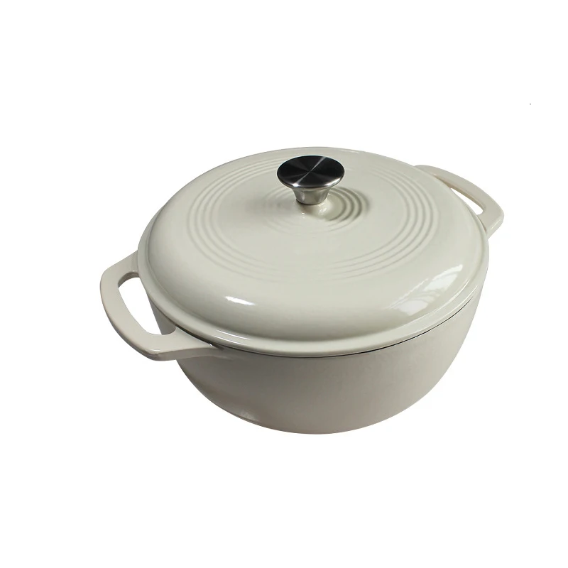 

5L Enameled Cast Iron Dutch Oven 28cm Diameter White