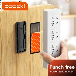 Toocki Punch-Free Power Strip Holder Wall-Mounted Plug Fixer Socket Sticker Fixator Home Power Organizer For Kitchen Home Office