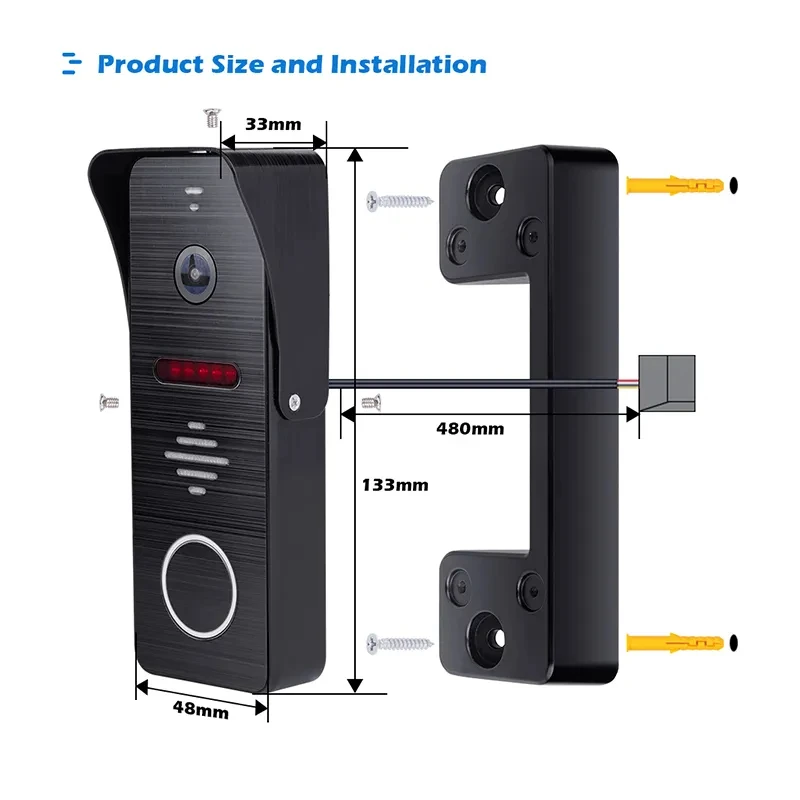 ANJIELO 4.3 Inch Metal Doorbell Video Intercom System for Home One-touch Unlocki