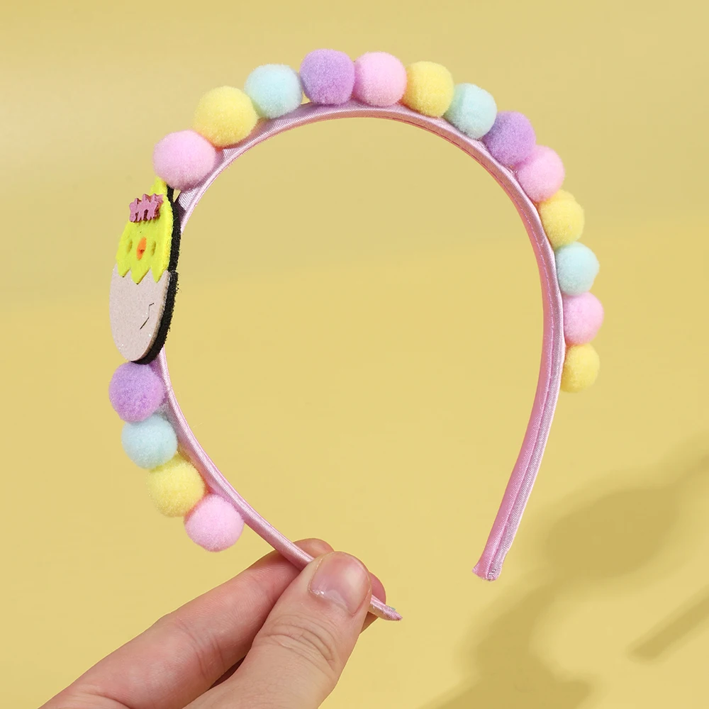 2Pcs Rabbit Fur Ball Headband Cute Rainbow Cartoon Unicorn Bow Hair Bands For Girls Children Kids Diadem Headdress Accessories