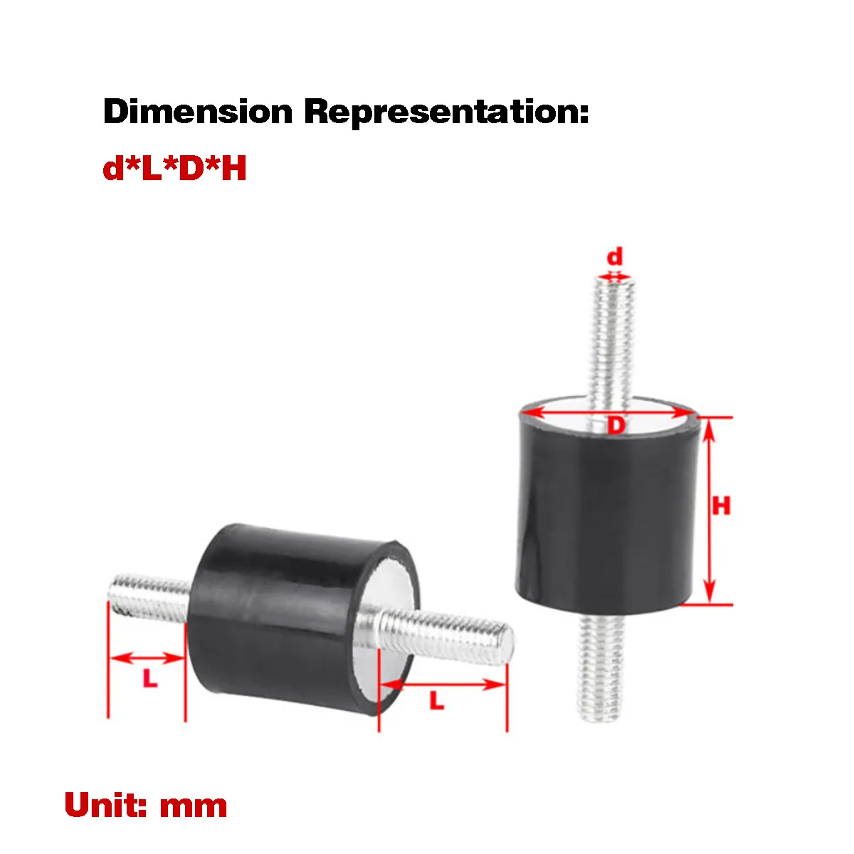 

VV Type Rubber Shock Absorber / Double Head Outer Wire Buffer Pad / Screw At Both Ends