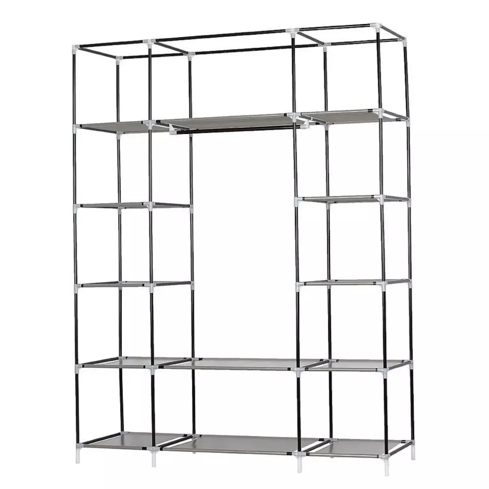 Portable Closet Wardrobe Clothes Rack Storage Organizer With Shelf Blue 53" 4