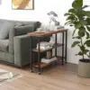 360 °   Free Rotating Sofa Side Table, Mobile L-Shaped Laptop Desk with Sturdy Metal Frame, 6 Universal Casters, Movable Couch Snac 4