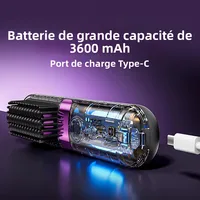 Brosse lissante portable 4 réglages de température Peigne lissant sans fil Affichage LED Revêtement céramique Technologie ionique USB 6
