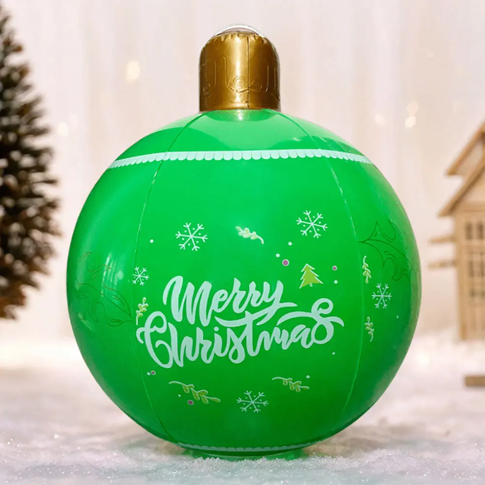 thumbnail image 1 of Bola de Navidad inflable de PVC de 24 pulgadas, 5/4/3/2/1 piezas, adornos para árbol de Navidad para interior y exterior, decoraciones navideñas para el hogar, 1 of 5