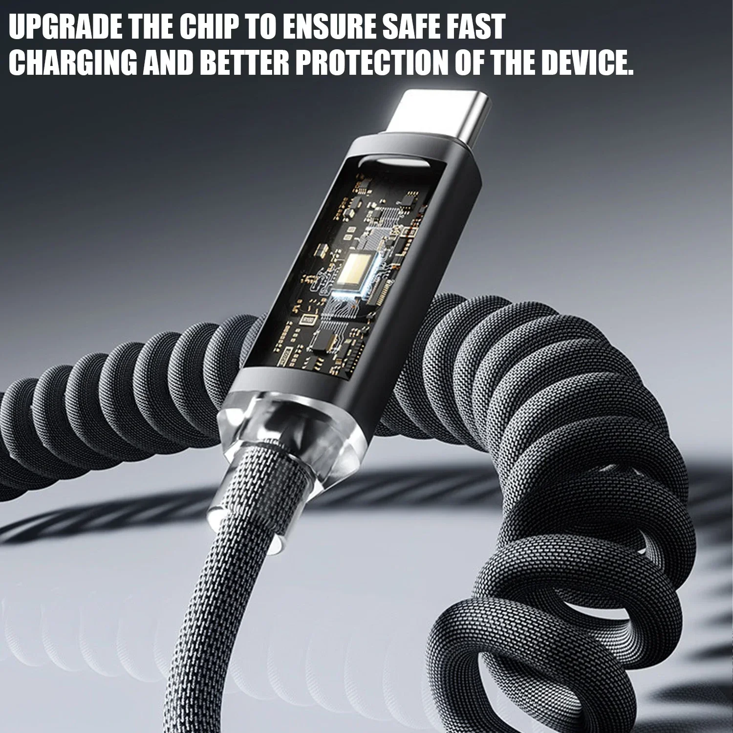 Enhanced Nylon Braided High-Speed USB-C Charging and Data Cable - Retractable Design, 120W 6A