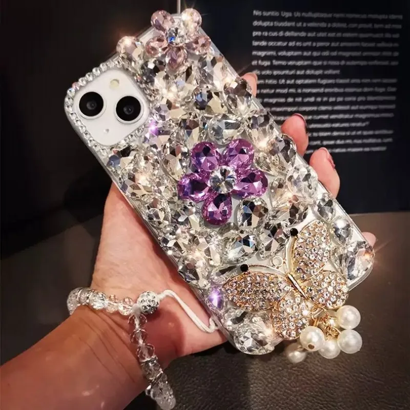Diamond Rhinestone Lanyard Phone Case - Elegant Protective Cover