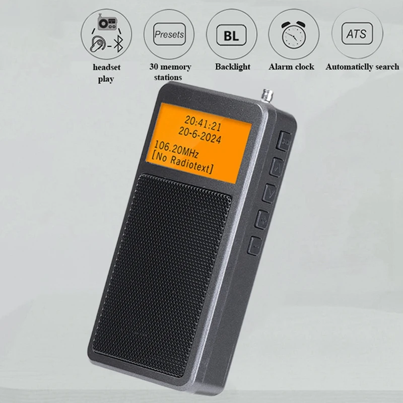 B34B-Portable Bluetooth Radio Pocket Mini FM Stereo Radios Wireless Bluetooth Speaker With Alarm Clock For Elder Outdoor