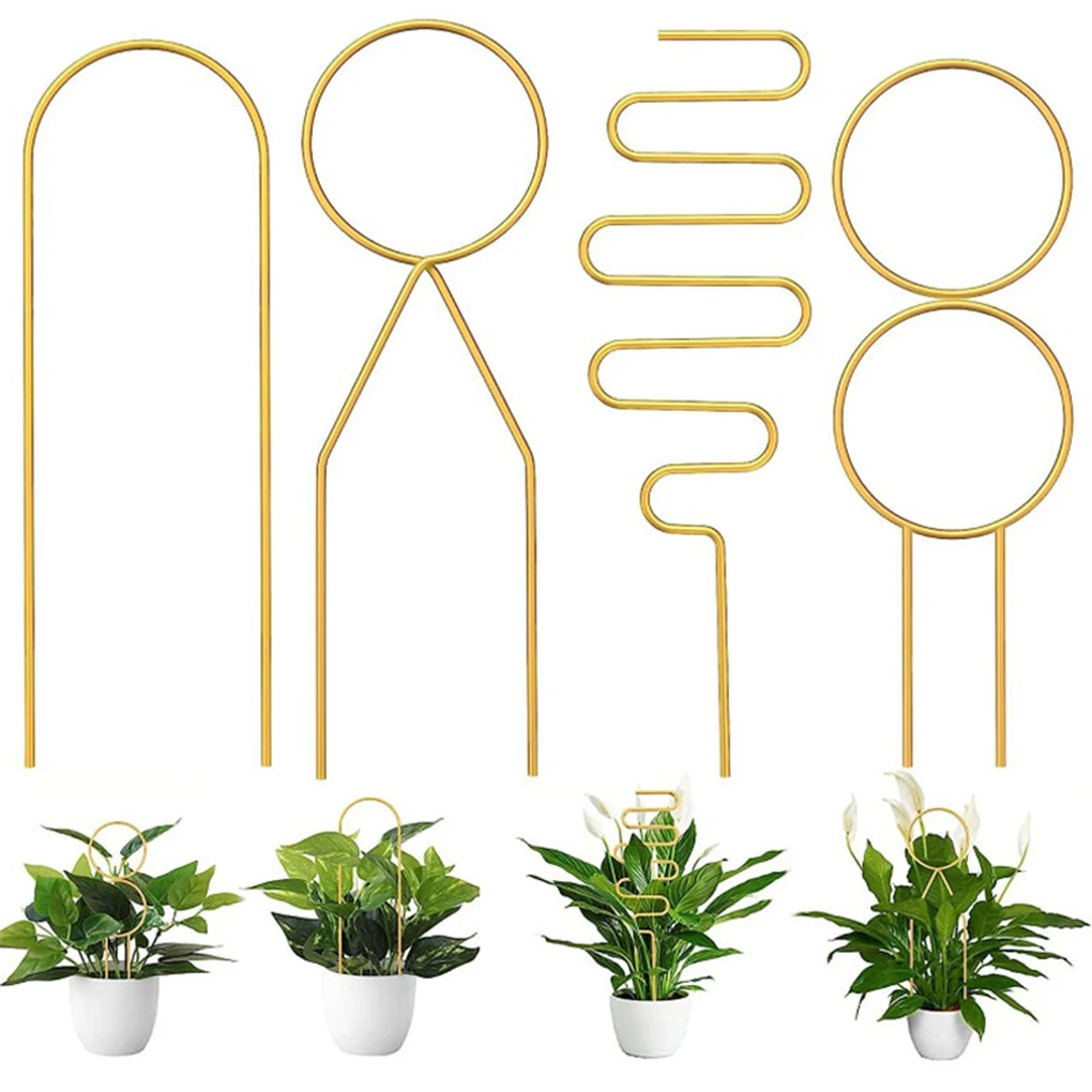 4pcs Iron Twig Plant Support Stakes Climbing Rack Gardening Flower Pot Bracket Plant Sticks for Indoor Outdoor Plants Potted