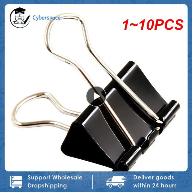 

1~10PCS pieces/Lot Black Metal Binder Clips 15/19/25/32/41/51mm Notes Letter Paper Clip Office Supplies Binding Securing clip