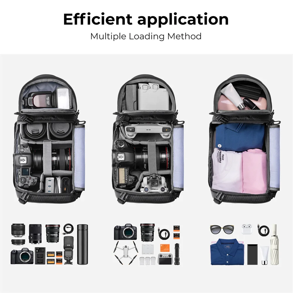 K & F 컨셉 카메라 슬링 백, 크로스 바디 백, 방수 카메라 숄더 배낭, DSLR/SLR 카메라 케이스, 사진 가방