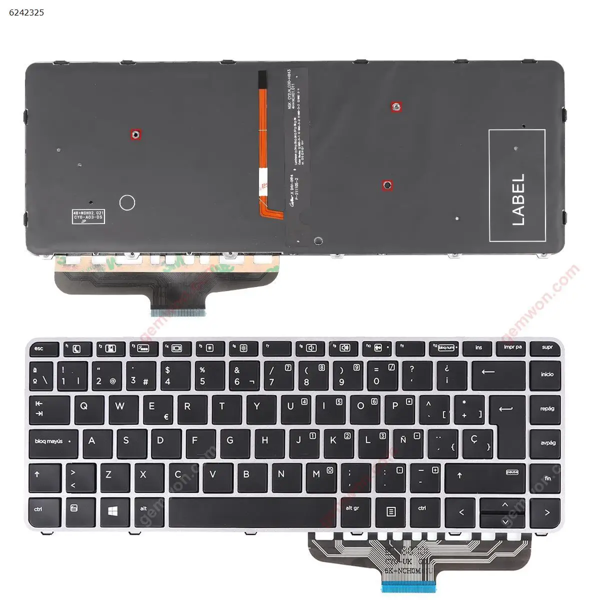 Tastiera Per Laptop Sp Per Hp Elitebook Folio 1040 G3 Cornice Argento Nera Con Retroilluminazione