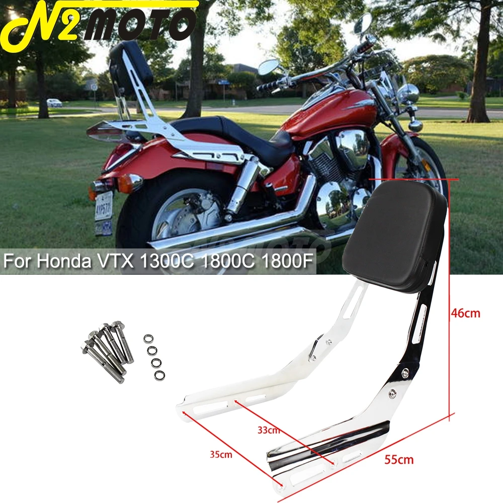 

For Honda VTX 1800F 2005-2011 VTX1800C VTX1300C 99-2019 Chrome Motorcycle Sissy Bar Backrest w/ Pad for VTX 1300C 1800C VTX1800F