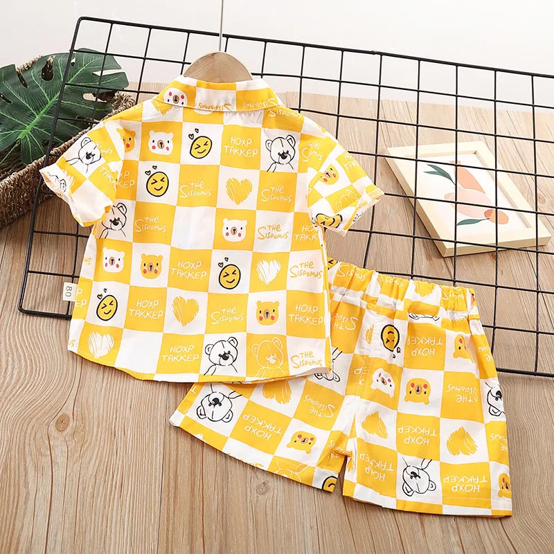 Children's clothing summer baby clothes girls letters short-sleeved suits boys lapel shirts shorts simple casual two-piece suit Baby Clothing Set for girl