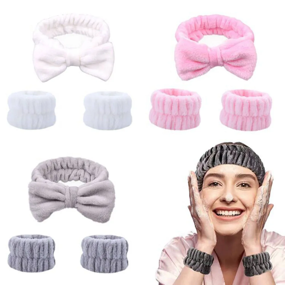 

3Pcs Wrist Spa Washband Microfiber Make Up Towel Band Wristband Scrunchies for Washing Face Absorbent Wrist Sweatband Headbands