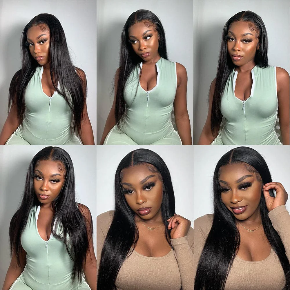 Straight 3 Bundles Human Hair with Frontal Human Hair Bundles with Frontal Brazilian Virgin Weave 13x4 Lace