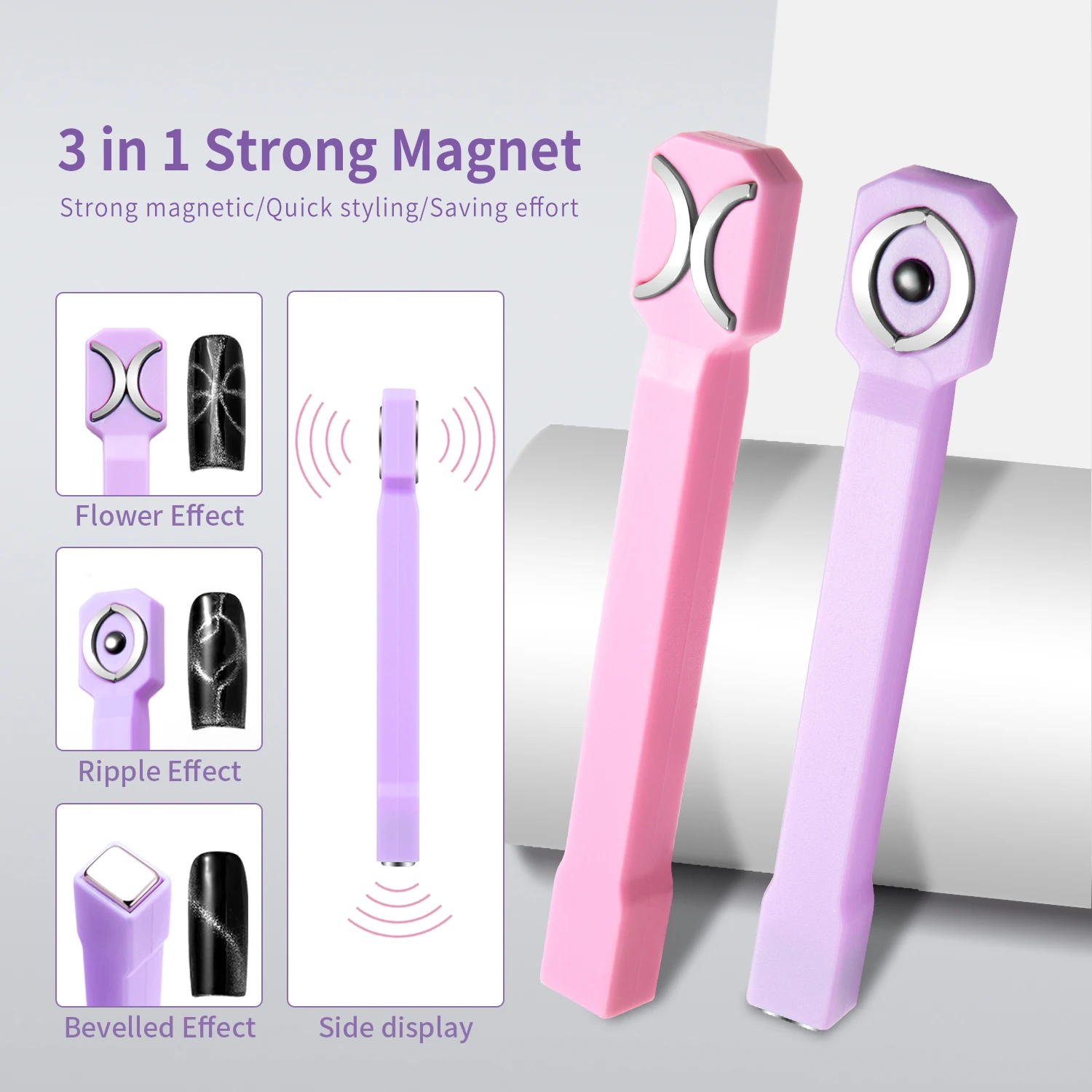 3 IN 1 Multi-function Cat Eye Nail Magnetic Stick Double-end Magnet Board For Cat Eye UV Gel Nail Tool Shiny Art Decal Tool magnetic nail art tools cat eye nail tool magnetic nail tools