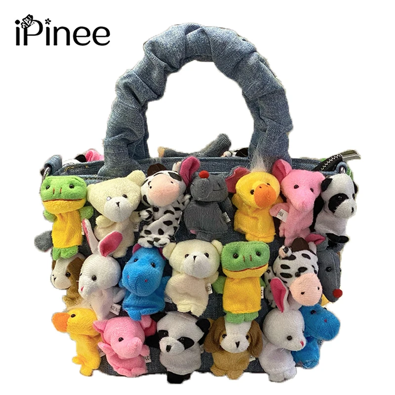 

iPinee Wash Denim Cartoon Animal Women Messenger High Quality Small Fashion Lady Handbag